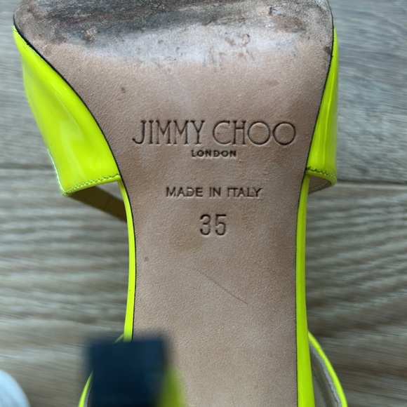 Jimmy Choo Neon Yellow Lance High Heel Sandals - Picture 7 of 7